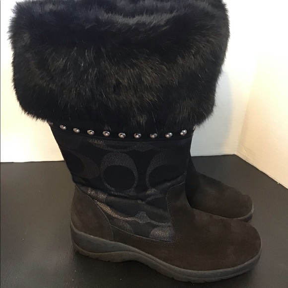 Coach Lesly Suede Fur Trimmed Boots - Picture 5 of 7